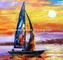 Impressionismus-Sonnenaufgang-Meerblick-Ölgemälde-Paletten-Messer-Segelboot flexibel
